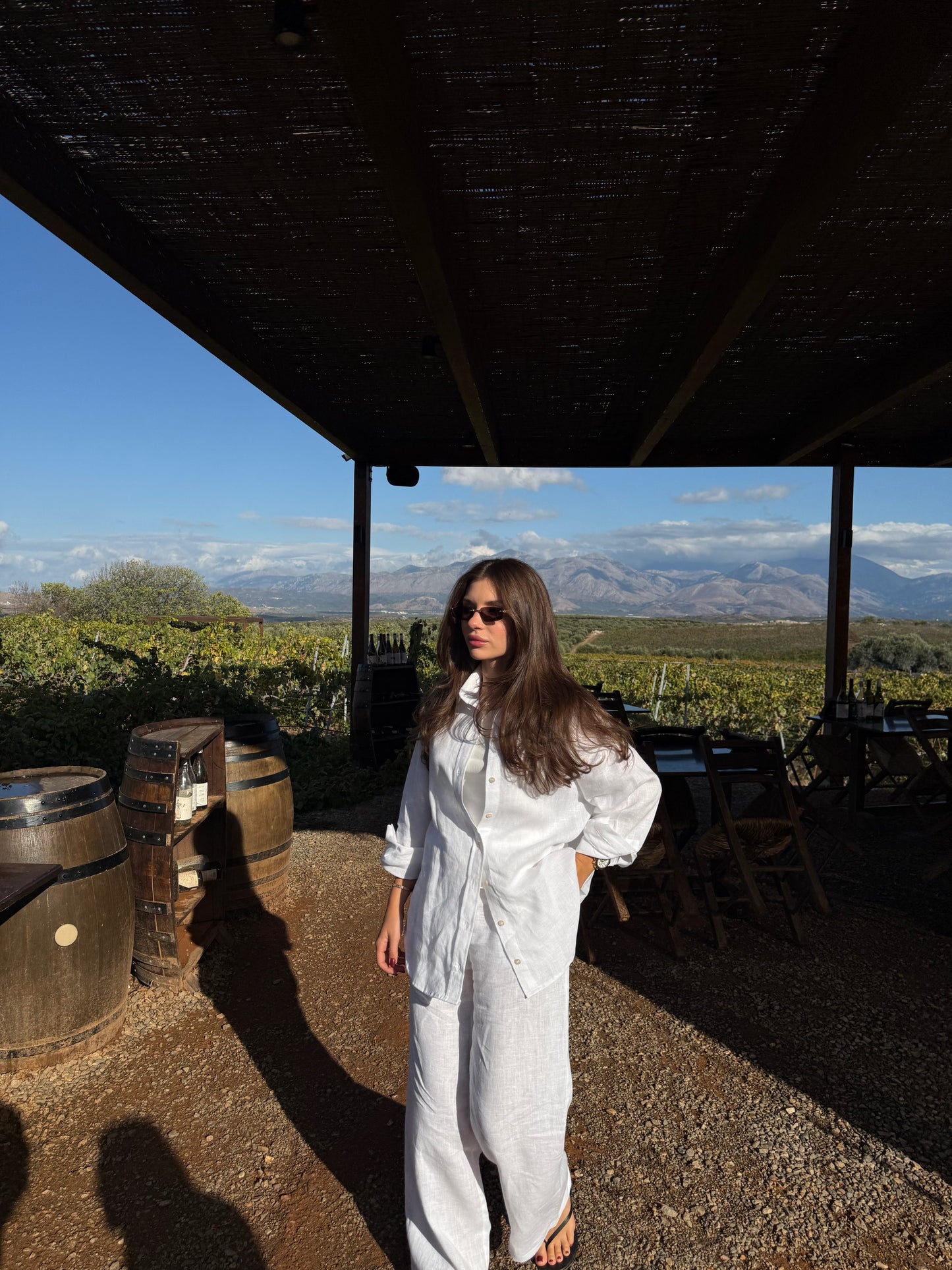 Лляний костюм зі штанами White