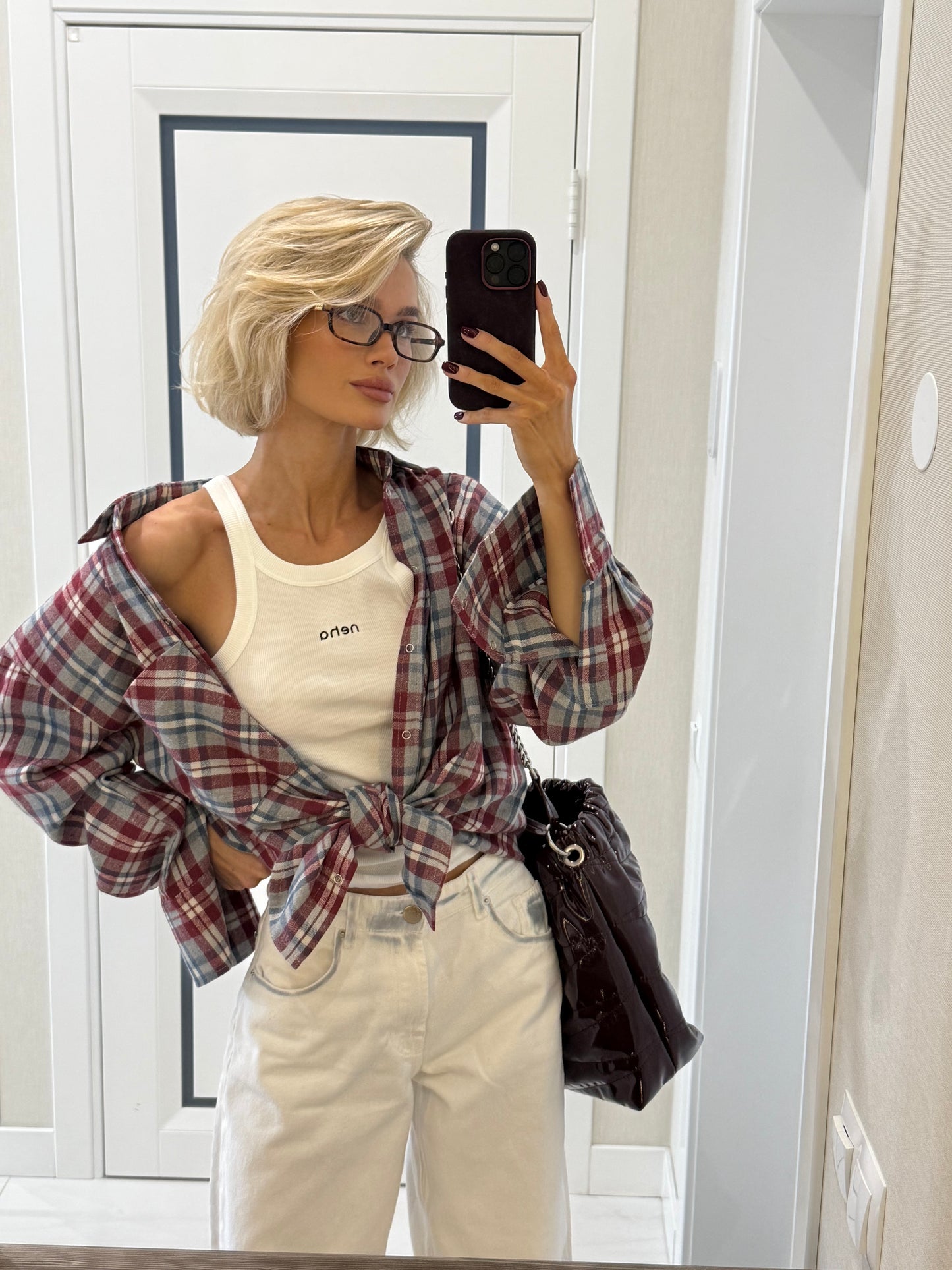 Сорочка вільного крою Red-Grey