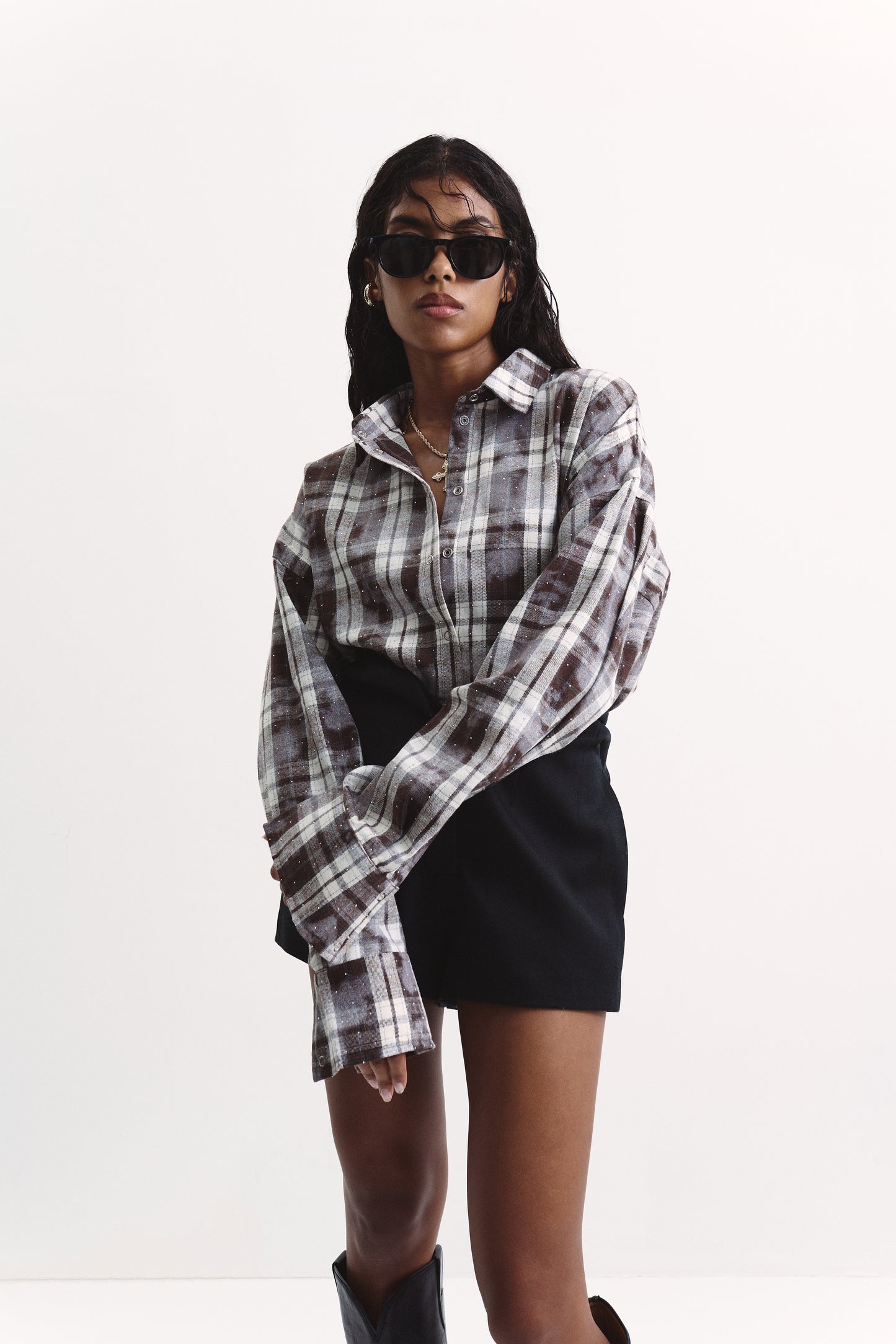 Сорочка вільного крою Brown-Crystals