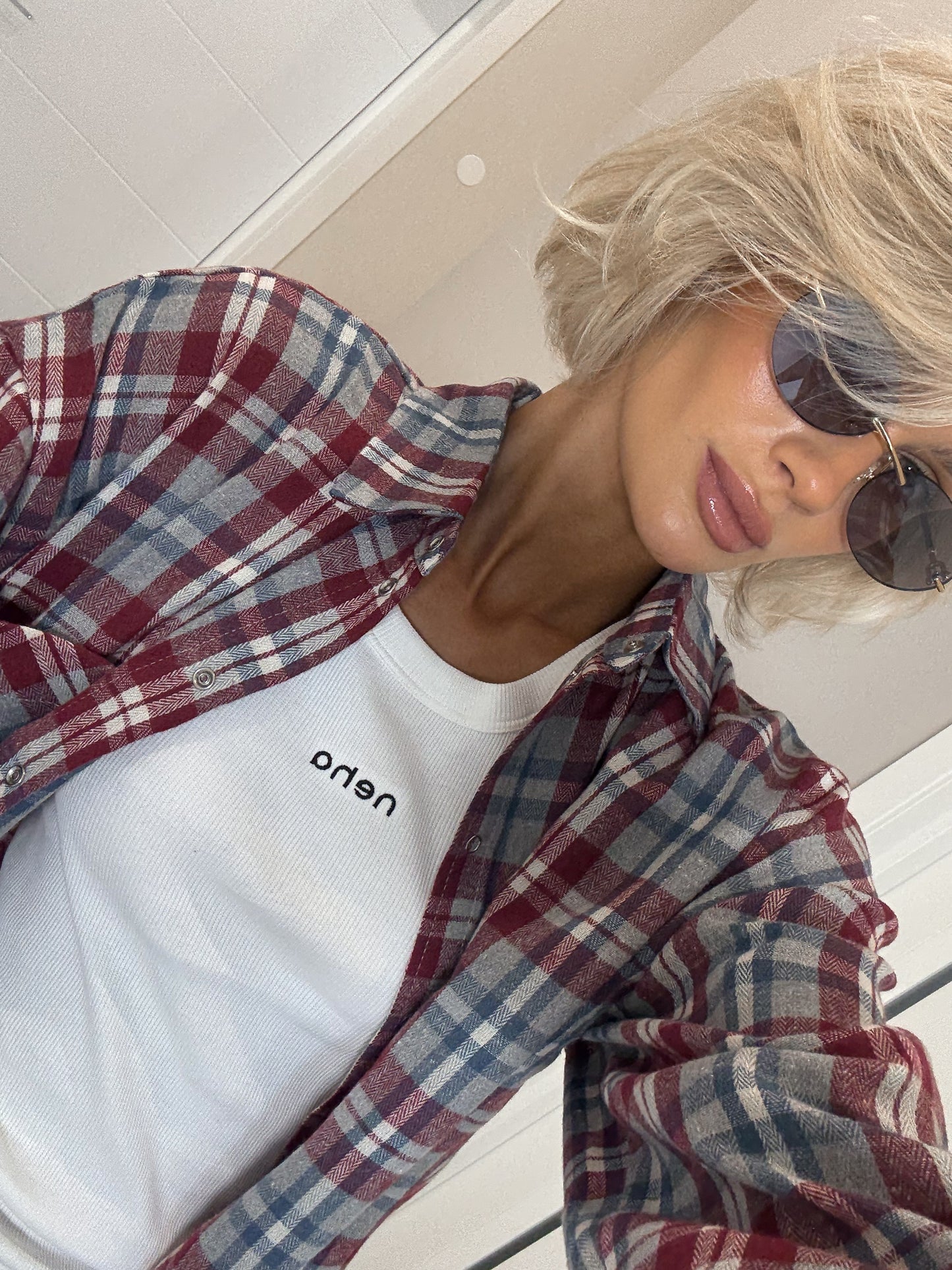 Сорочка вільного крою Red-Grey