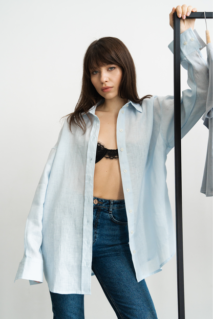 Лляна сорочка Sky Blue