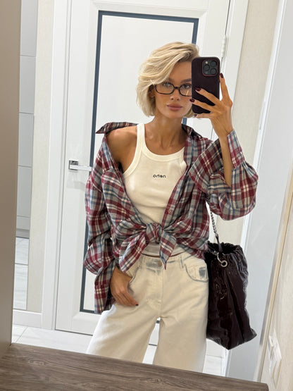 Сорочка вільного крою Red-Grey