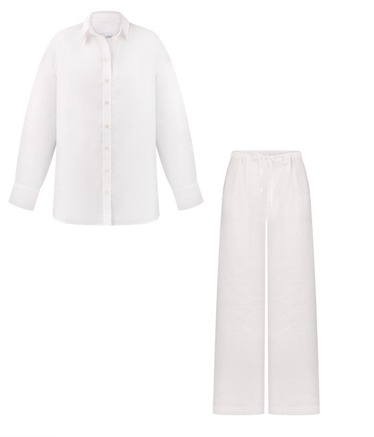 Лляний костюм зі штанами White