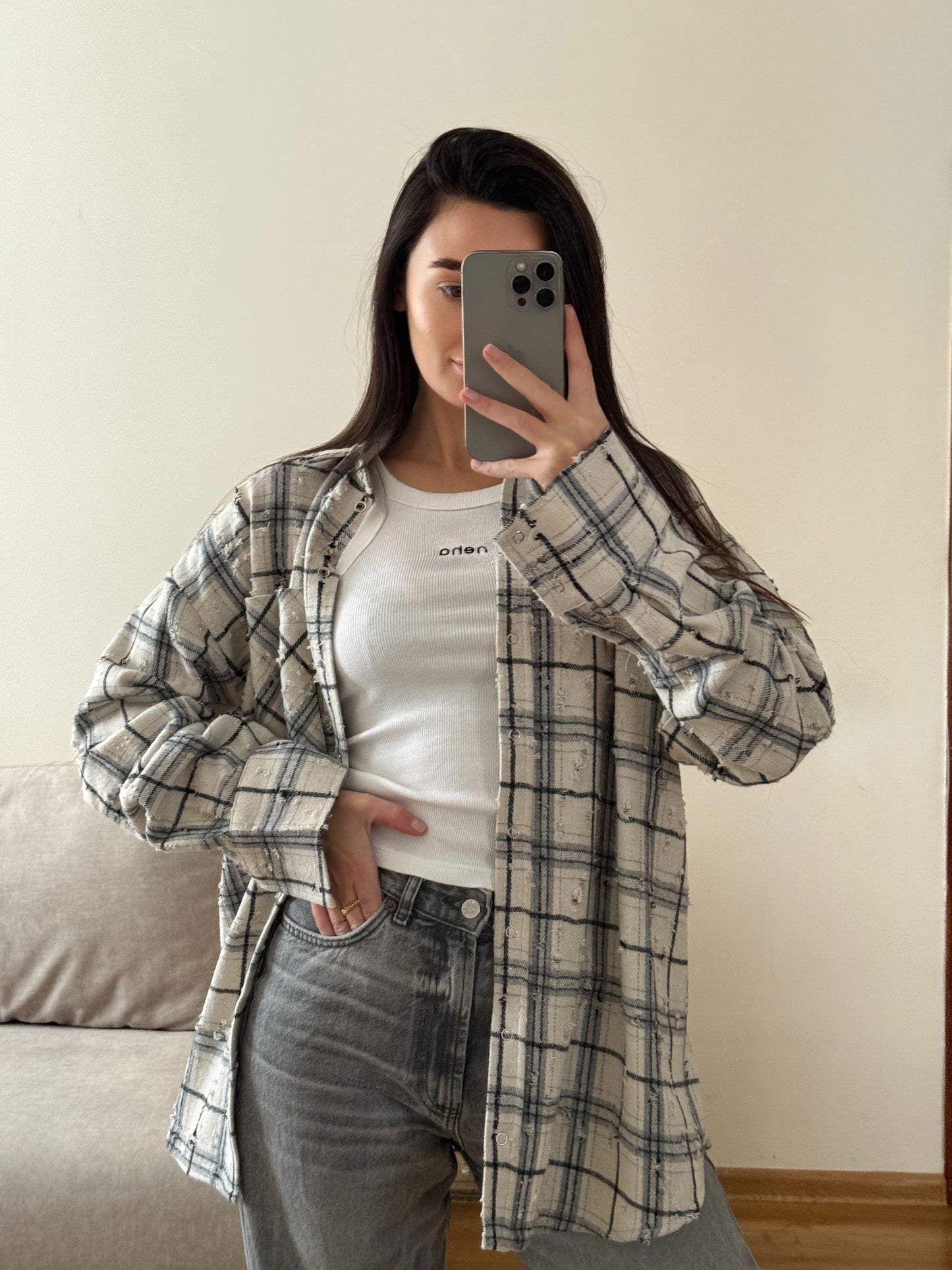 Сорочка вільного крою Grunge White